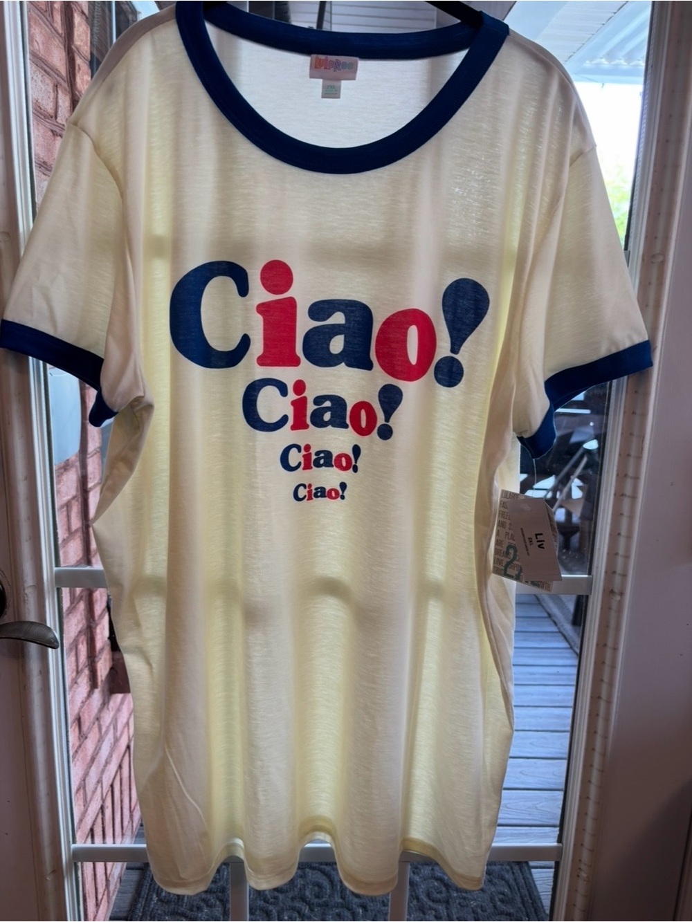 Lularoe NWT 2XL CIAO! Liv Red Blue White Short Sleeve